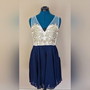 New Short Navy & Gold Prom / Homecoming Dress
